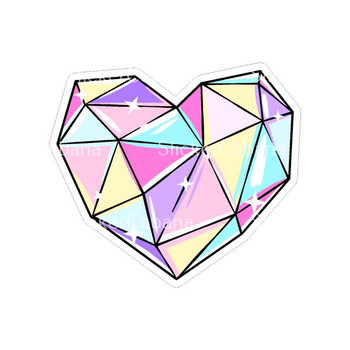 Crystal Heart With Black Outline | Sticker Cabana | Vinyl Stickers