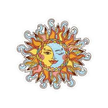Winky Face Yellow And Blue Sun Vibe | Sticker Cabana | Vinyl Stickers