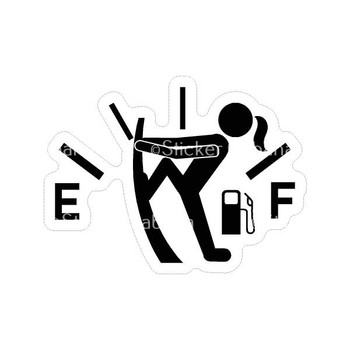 Kneeling Woman Pulling Empty Gas Line | Sticker Cabana | Vinyl Stickers