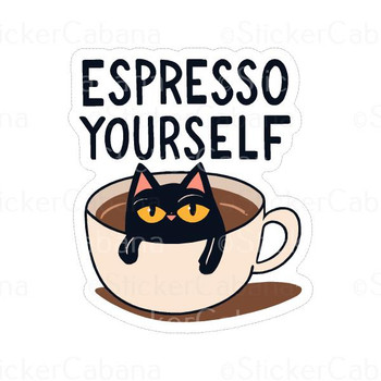 Espresso Yourself Cat In Coffee Mug | Sticker Cabana | Vinyl Stickers