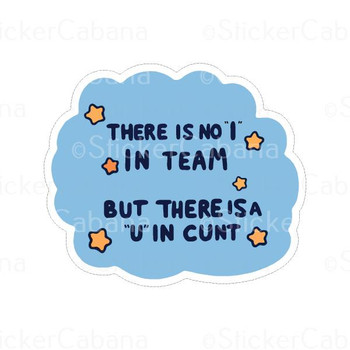 Theres No I In Team But There Is A U In Cunt | Sticker Cabana | Vinyl Stickers