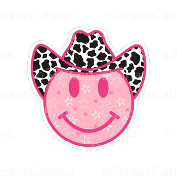 Pink Smiley Cowboy Hat | Sticker Cabana | Vinyl Stickers