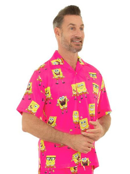 Fuchsia Spongebob Squarepants Hawaiian Shirt | Hawaiian | Costume Pieces
