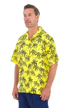 Palm Tree Print Yellow Hawaiian Shirt | Hawaiian | Costume Pieces