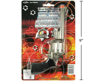 8 inch Gangster Die Cast Mini Revolver Cap Gun | Law Enforcement | Props and Play Weapons