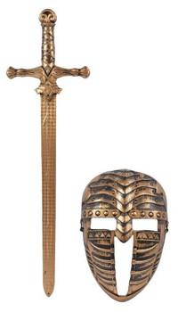 Knight Sword and Mask Set - Gold | Medieval | Props and Play Weapons