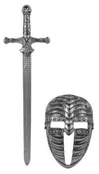 Knight Sword and Mask Set - Silver | Medieval | Props and Play Weapons