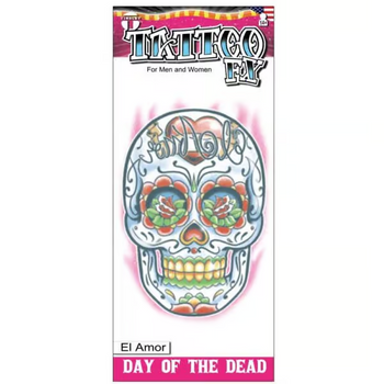 El Amor Sugar Skull Tattoo FX | Day of the Dead | Tinsley | Temporary Tattoos