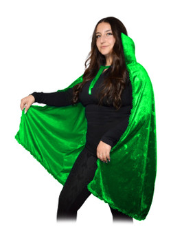 Moon and Star Velour Witch Cape Green | Halloween | Costume Pieces