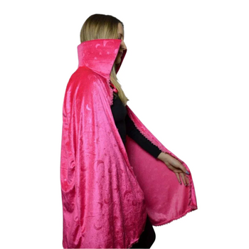 Moon and Star Velour Witch Cape Neon Pink | Halloween | Costume Pieces