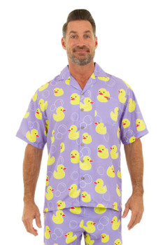 Rubber Ducky Print Purple Hawaiian Shirt | Hawaiian | Costume Pieces