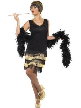 Black Gold Fringed Flapper | 1920s | Womens Costumes