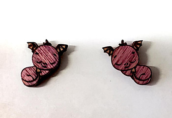 Purple Cute Sleeping Winged Dragon Earrings | Fantasy by Numbers | Artisan Crafted Items