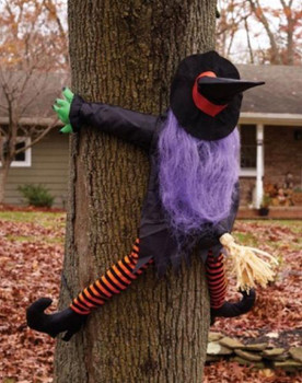 Wrong Way Crashed Witch Tree Decor | Halloween Decor | Novelty and Decor