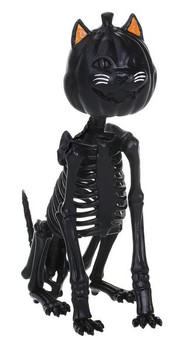 Pumpkin Face Black Cat Skeleton Decor | Halloween Decor | Novelty and Decor