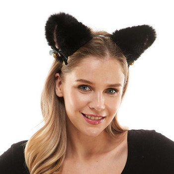 Furry Black Cat Ears Headband with Bow Bells | Animals | Accessories