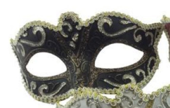 Glitter Scroll Design Masquerade Mask Black and Gold | Venetian and Masquerade Masks