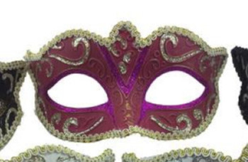 Glitter Scroll Design Masquerade Mask Pink and Gold | Venetian and Masquerade Masks