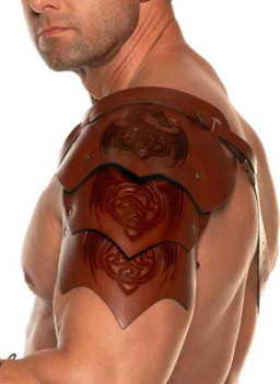 Brown Dragon Warrior Single Shoulder Pauldron | Armor | Props and Play Weapons