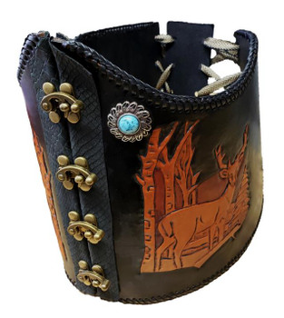 Deer Design With Broach Leather Corset | Medieval | Artisans