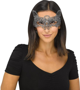 Silver Cat Gothic Lace Masquerade Mask | Gothic | Masquerade Masks