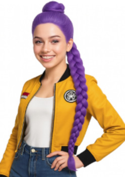 Demon Hunter Purple Braided Bun Childs K Pop Wig | K POP | Character Wigs