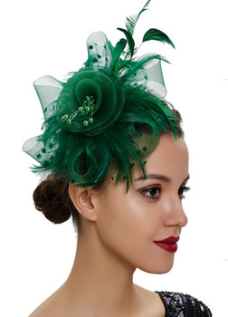 Green Feather Beaded Fascinator | Kentucky Derby | Hats and Headpieces