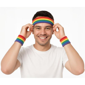 Rainbow 80s Sweatbands Set | 80s | Hats and Headpieces