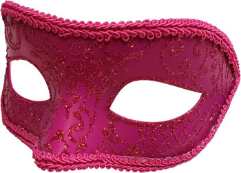 Glitter Flourish Scroll Design Mask Dark Pink | Masquerade | Costume And Theatrical Masks