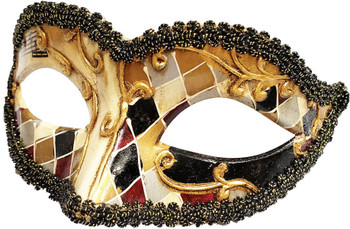 Harlequin Scroll Design Mask Black | Masquerade | Costume And Theatrical Masks