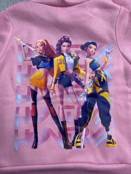 Child HuntrX K-Pop Demon Hunters Pink Hoodie | Mancave Authentics | Hand Made Artist Inspired Items