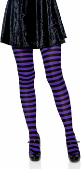 Nylon Striped Tights Black and Purple | Hosiery | Legwear and Tights