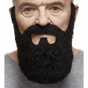 Full Long Beard Black | European Moustaches | Theatrical Facial Hair | Makeup
