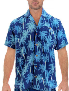 Classic Palm Tree Shirt Navy Blue | Hawaiian | Costume Pieces