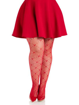 Plus Size Heart Net Tights Red | Hosiery | Legwear and Tights