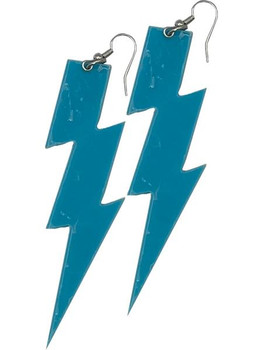 80s Neon Lightning Bolt Earrings Blue | 1980s | Accessories