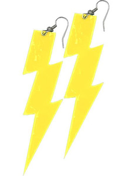 80s Neon Lightning Bolt Earrings Yellow | 1980s | Accessories