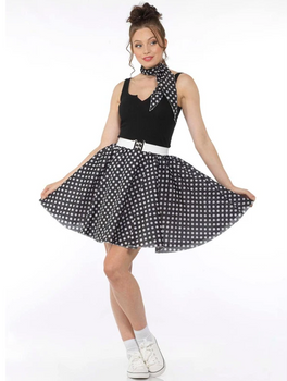 50s Polka Dot Skirt and Necktie Set Black | 1950s | Costume Pieces