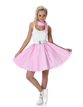 50s Polka Dot Skirt and Necktie Set Baby Pink | 1950s | Costume Pieces