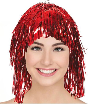 Tinsel Party Wig Red | Festivals | Wigs and Hairpieces
