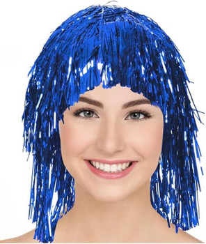 Tinsel Party Wig Blue | Festivals | Wigs and Hairpieces