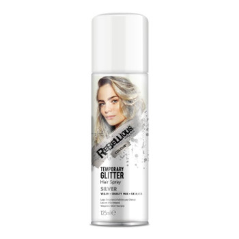 Silver Sparkle Glitter Rebellious Temporary Colour Hairspray | Primal Hair Colour | Makeup