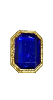 80s Chunky Stone Gold Ring Blue | 1980s | Accessories