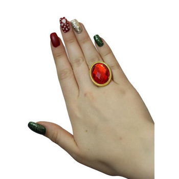 80s Chunky Stone Gold Ring Green | 1980s | Accessories