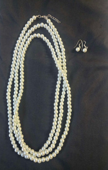 Pearl Necklace and Earrings Set | Costume Accessories and Kits