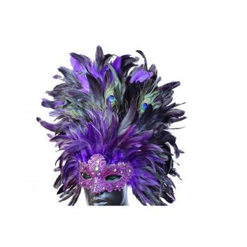 Dramatic Carnival Feather Mask Purple | Costume and Theatrical Masks