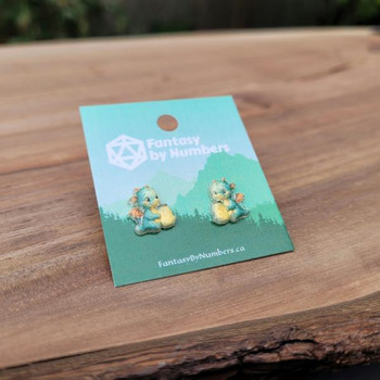 Baby Dragon Holding Fireflies Resin Earring | Fantasy by Numbers | Artisan Crafted Items