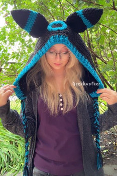 Crochet Shiny Umbreon Hood | Geekkmother Crochet Creations