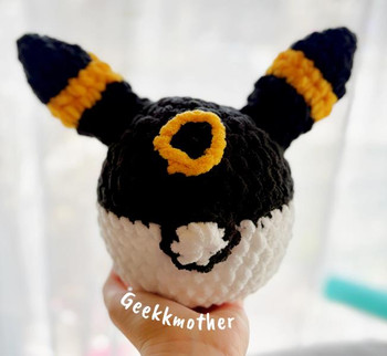 Crochet Umbreon White Bottom Pokeball | Geekkmother Crochet Creations
