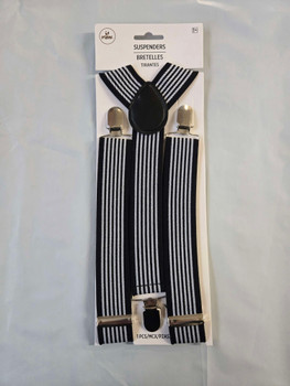 Adjustable Wide Suspenders Black and White | Costume Accessories and Kits